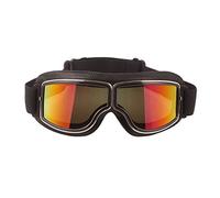 Ashilun Retro Pilot Motorcycle Goggles - Fog-proof Warm Riding Goggles for ATV, Bike, Motocross - Safety Glasses (Black Frame/Red Mirrored Lens)