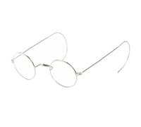 Ashilun Retro Small Round Blue Light Blocking Reading Glasses, No Nose Pads Vintage Wire Rim Punk Readers with Cable Temples (Silver / 41mm Size,3)