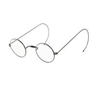 Ashilun Retro Small Round Blue Light Blocking Reading Glasses, No Nose Pads Vintage Wire Rim Punk Readers with Cable Temples (Gray / 39mm Size,1.5)