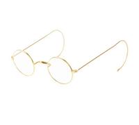 Ashilun Retro Small Round Wire Rim Optical Eyeglasses Frame, Wrap-Around Cable Temple Glasses without Nose Pads, Gold, 41mm