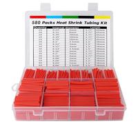 ASHINER Red Heat Shrink Tubing Kit - 580Pcs EVA Material in 11 Sizes - Ideal for Electrical Insulation, Repairs, and Wire Connectors with User-Friendly Design and Storage Case