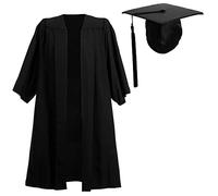 Ashington Ceremonial Gowns Value Graduation Gown and Cap Unisex, Elasticated Mortar board, Black M