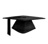 Ashington Fitted Graduation Cap - British. Style Quality Mortarboard Choose Size for Academic Costume = Black, Large