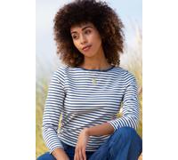 Ashington Organic Cotton Boat Neck 3/4 Sleeve Top Navy Stripe Kite Navy 18