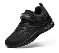 ASHION Trainers Boys Tennis Shoes Running Walking Shoes School Gym Sports Breathable Lightweight Sneakers,A Black,12.5 Little Kid