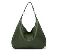 Ashioup Hobo Bags for Women Soft PU Leather Shoulder Bag Vintage Slouchy Handbag with Zipper, Blackish Green, One Size
