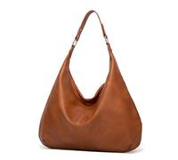 Ashioup Women's Tote Bag Vintage PU Leather Handbags for Women Hobo bags Tote Shoulder Bag with Zipper, Yellow Brown, One Size