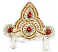 ASHIRWAD 5 inch Lord Krishna Mukut, Multicolour Gem Stones Thakurji Decorative Crown for Idols, Statue, Figurine for Janmashtami, Gokulashtami Ganpati Devi Kids (Mukut-02)