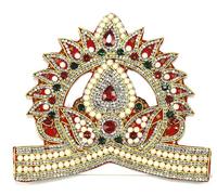 ASHIRWAD 8.0 inch Lord Krishna Mukut, Designer Taj, Multicolour Gemstones Thakurji Decorative Crown for Idols, Statue, Fegurine Janmashtami Ganpati Devi Kids (Mukut-1)