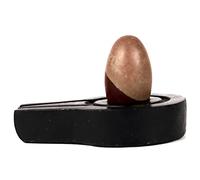 ASHIRWAD Narmadeshwar Shivling Original Narmada River Shiva Bana Lingam with Black Base (Base 4 inches Shivg 2.0 inches)