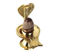 ASHIRWAD Narmadeshwar Shivling with Brass Jalheri (Yoni) Narmada River Banalinga Shiva Lingam Stone for Puja (2.5 inches)