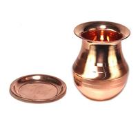 ASHIRWAD Pure Copper Parsi Lota Kalash for Pooja Hindu Prayer Kalash Arti Puja Pot Sizes for New Home (650 ml with Lid)