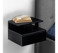 Ashlan Bedside Table - 1 Drawer - Wall Mounted - Floating - Black Painted