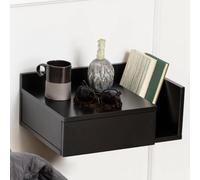 Ashlan Bedside Table - 1 Drawer - Wall Mounted - Floating - Black Painted - with Shelf