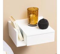 Ashlan Bedside Table - 1 Drawer - Wall Mounted - Floating - White Painted - with Shelf