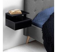 Ashlan Bedside Table - Floating - 1 Drawer - Black