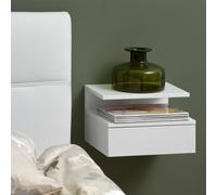 Ashlan Bedside Table - Floating - 1 Drawer - White