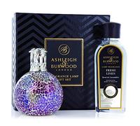 Ashleigh and Burwood Mosaic Glass Premium Fragrance Lamp Set Pearlecense Small Lamp 250ml Fresh Linen