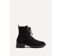 Ashleigh Black Faux Suede Lace Up Military Boot Linzi Black 8-Standard Fit