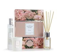 Ashleigh & Burwood Peony Home Fragrance Gift Set - Includes Reed Diffuser, Soy Wax Candle & Room Spray - Sweet Floral Scent with Musk & Jasmine for Women, Birthday, Housewarming