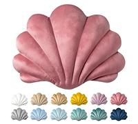 Ashler 3D Throw Pillows Shell Shaped Accent Throw Pillow, Soft Velvet Insert Included Cushion for Couch Bed Living Room, Pack of 1, Pink, 14 X 11 inches