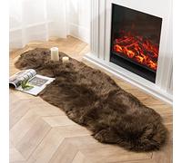 Ashler Faux Fur Rug Fluffy Shaggy Ultra Soft 60 x 180 cm Sheepskin Dark Coffee Machine Washable for Kids Room