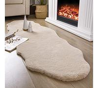 Ashler Faux Fur Rug, Ultra Soft Faux Rabbit Fur, Beige Area Rugs, 2 x 6 Feet, Machine Washable Nursery Decor Throw Rugs for Bedroom, Kids Room, Living Room