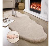 Ashler Faux Fur Rug, Ultra Soft Faux Rabbit Fur, Beige Area Rugs, 2 x 6 Feet, Machine Washable Nursery Decor Throw Rugs for Bedroom, Kids Room, Living Room