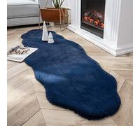 Ashler Faux Fur Rug, Ultra Soft Faux Rabbit Fur, Dark Blue Area Rugs, 2 x 6 Feet, Machine Washable Nursery Decor Throw Rugs for Bedroom, Kids Room, Living Room