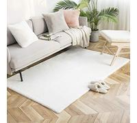 Ashler Faux Fur Rug, Ultra Soft Faux Rabbit Fur, White Area Rugs, 4 x 6 Feet Rectangle, Machine Washable Nursery Decor Throw Rugs for Bedroom, Kids Room, Living Room