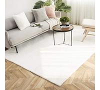 Ashler Faux Fur Rug, Ultra-Soft Rabbit Fur, White, Rectangular, Machine Washable, Children's Room, Bedroom, Nursery, Living Room