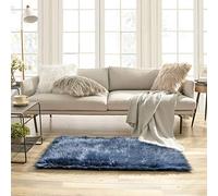Ashler HOME DECO Soft Faux Sheepskin Fur Chair Couch Cover Area Rug for Bedroom Floor Sofa Living Room Navy Blue Rectangle 2.2 x 4 Feet