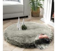 Ashler HOME DECO Soft Fox Faux Fur Chair Couch Cover Area Rug for Bedroom Floor Sofa Living Room Green White 3 x 3 Feet Round