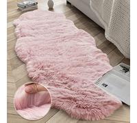 Ashler HOME DECO Soft Fox Faux Fur Chair Couch Cover Area Rug for Bedroom Floor Sofa Living Room Pink White 2 x 6 Feet