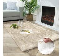 Ashler HOME DECO Soft Fox Faux Fur Chair Couch Cover Area Rug for Bedroom Floor Sofa Living Room White Brown Rectangle 3 x 5 Feet