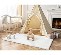 Ashler HOME DECO Ultra Soft Faux Rabbit Fur Chair Couch Cover Area Rug for Bedroom Floor Sofa Living Room White Rectangle 3 x 5 Feet
