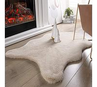 Ashler HOME DECO Ultra Soft Faux Rabbit Fur Chair Couch Cover Area Rug for Bedroom Floor Sofa Living Room Beige 2 x 3 Feet