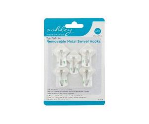 Ashley 5Pc White Removable Metal Swivel Hooks