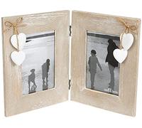 Ashley Farmhouse Double Wooden Love Standing Photo Frame Rustic Couple Boho