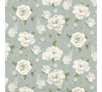 Ashley Floral Sage Green Wallpaper - Flowers Leaves Botanical Stylish Trendy - Glamorous Feature Wall