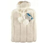 Ashley Hw182 Hot Water Bottle With Plush Fur Fluffy Cover - Cream