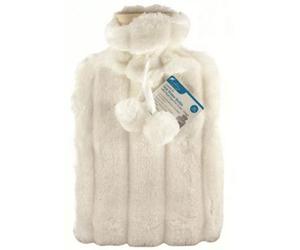Ashley Hw182 Hot Water Bottle With Plush Fur Fluffy Cover - Cream