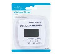 Ashley Magnetic Digital Kitchen Timer - White - 1x Egg Oven Food Cooking Cooker Stopwatch Countdown Alarm Stop Clock Watch Fridge Magnet
