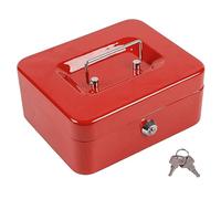 Ashley Guitars Metal Cash Box 20.5cm - Lockable Key Lock, Coin & Note Storage - Red