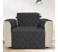 Ashley Mills Armchair Covers, Teddy Fleece Plush Quilted Non-Slip Pet Sofa Protector Cover with Elasticated Straps, Soft Washable Armchair Slipcovers (Charcoal Grey)