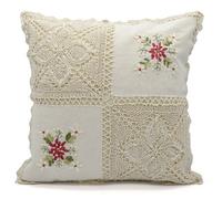 Ashley Mills Crochet Lace Embellished Cushion, Handcrafted Look With Vintage Charm, Sofa And Bed Cushion With Zip Closure - Latte