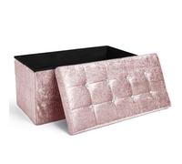 Ashley Mills New Large Ottoman Foldaway Storage Blanket Toy Box Bench Twill Linen with Buttons Lt Grey/Slate Grey (76x38cms Crushed Velvet Blush Pink)
