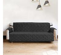 Ashley Mills Sofa Cover 3 Seater, Teddy Fleece Plush Quilted Non-Slip Pet Sofa Protector with Elasticated Straps, Soft Washable Furniture Slipcovers (Charcoal Grey)