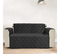 Ashley Mills Sofa Covers 2 Seater, Teddy Fleece Plush Quilted Non-Slip Pet Sofa Protector with Elasticated Straps, Soft Washable Furniture Slipcovers (Charcoal Grey)
