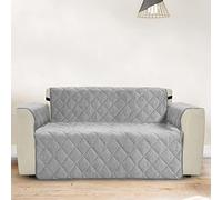 Ashley Mills Sofa Covers 2 Seater, Teddy Fleece Plush Quilted Non-Slip Pet Sofa Protector with Elasticated Straps, Soft Washable Furniture Slipcovers (Silver Grey)